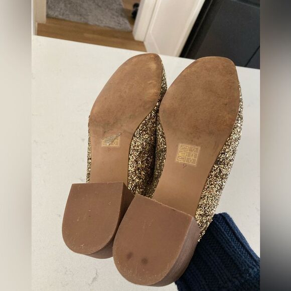 Madewell The Willa Loafer Mules Gold Shiny Glittering Slip-Ons Size 9 - Picture 7 of 8